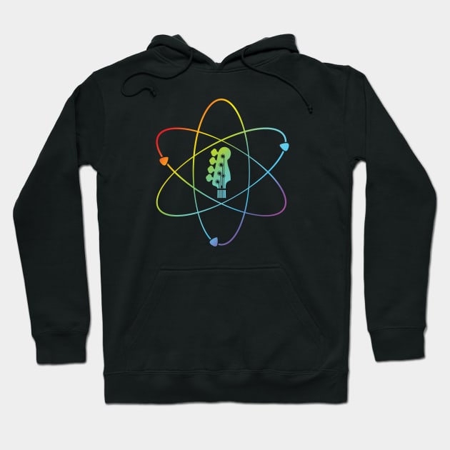 Bass Guitar Headstock Atom Symbol Colorful Hoodie by nightsworthy